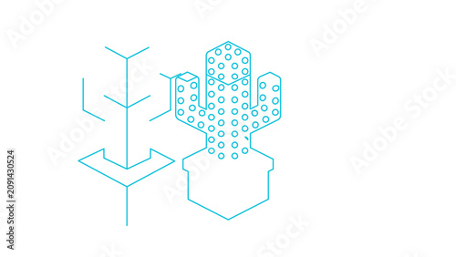 Clean flat vector line icon of a decorative potted plant, ideal for botanical websites, home styling guides, wellness apps, and garden labels.