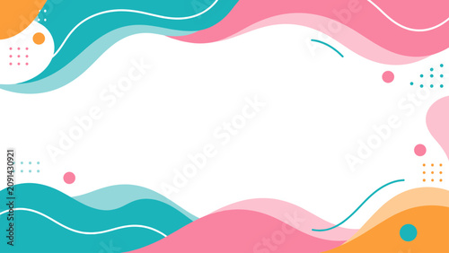 Colorful abstract wave frame with pink and teal curves, abstract, waves, frame, pink, teal, curves, orange, background, decorative