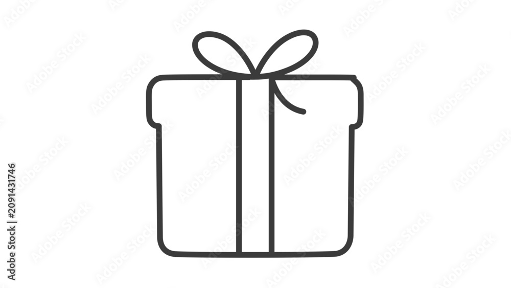 Fototapeta premium Minimal clean flat vector line icon of a wrapped present, useful for ecommerce promotions, holiday sections, birthday notices, and rewards.