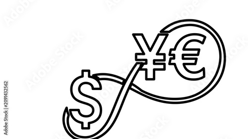 Clean flat vector line icon representing coin exchange, perfect for global payment systems, currency rates, transfer services, and finance controls.