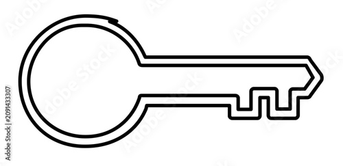 Minimal clean flat vector line icon showing a key, suited for secure entry apps, password managers, hotel cards, or property listings.