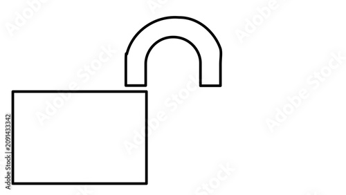 A clean flat vector line icon featuring a basic padlock, useful for cloud storage security, restricted access, and protected content labels.