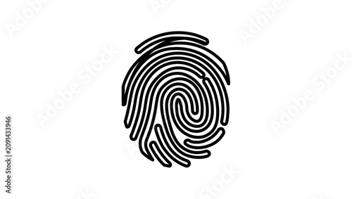 Minimal clean flat vector line icon showing a fingerprint, useful for secure account access, biometric scanning, and privacy settings.