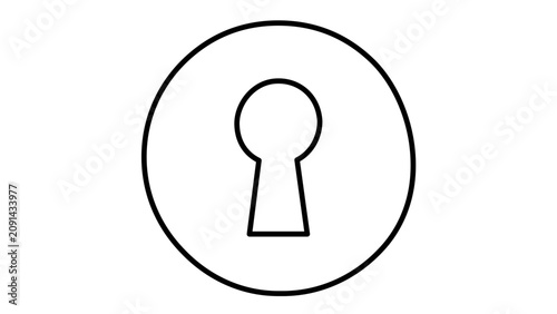 A clean flat vector line icon of a minimalist keyhole, ideal for privacy, secure access, mystery themes, or lock screen interface elements.