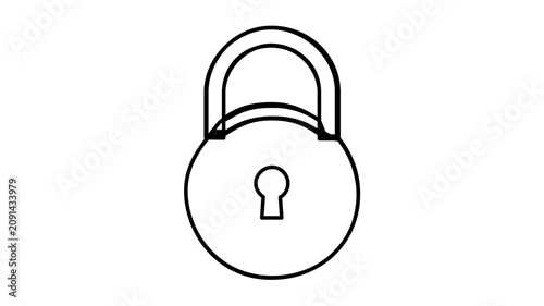 Minimal clean flat vector line icon of a padlock, useful for cybersecurity dashboards, protected files, and access control.