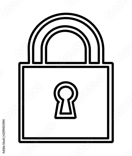 A clean flat vector line icon featuring a padlock and keyhole, useful for data security, locked access, account privacy, and web protection.