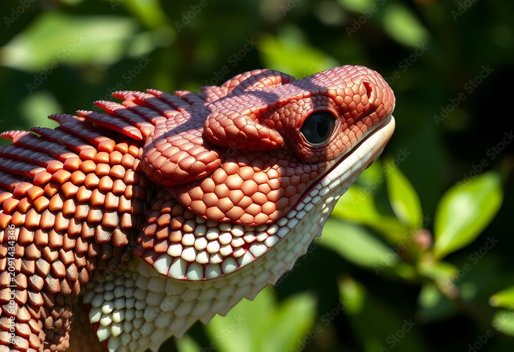 Fototapeta premium Close-up of realistic dragon scale in natural sunlight
