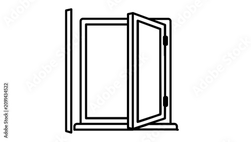 A clean flat vector line icon of a minimalist window, ideal for architecture apps, real estate layouts, home repair guides, and interface navigation.