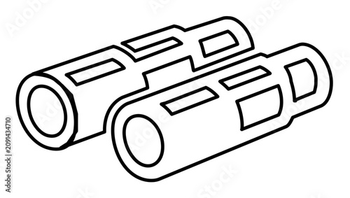 Minimal flat vector line icon featuring a spyglass, useful for search features, travel discovery, pirate themes, and adventure interfaces.