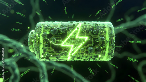 Technology battery high power electric energy, Battery to electric cars and mobile devices with clean electric, Green renewable energy battery storage future, Technology digital abstract background