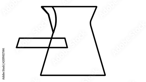 Clean flat vector line icon of a laboratory flask and beaker, useful for science education, chemistry research, and experiment interfaces.