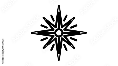 Minimal clean flat vector line icon showing a compass idea, ideal for wayfinding, innovation, goal setting, and strategic planning layouts.