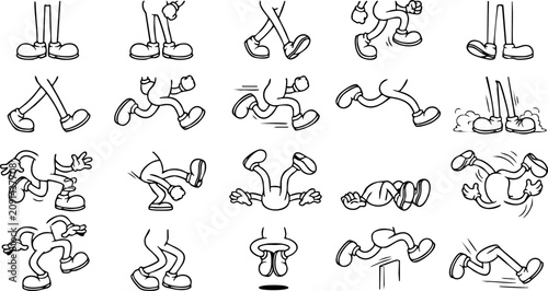 Εκτύπωση καμβά Cartoon character leg movements and poses