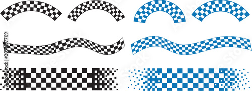Racing Checkered Flag Design Elements Vector Set in Black and Blue