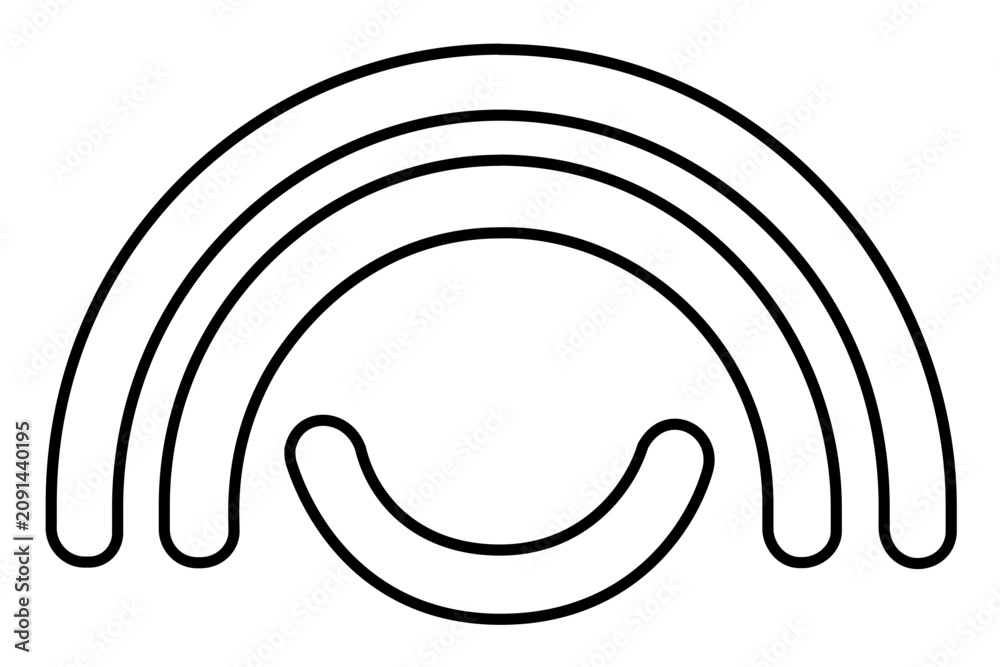 Obraz premium Clean flat vector line icon of a minimalist rainbow arch, ideal for weather apps, nursery decor, positivity campaigns, or playful UI accents.