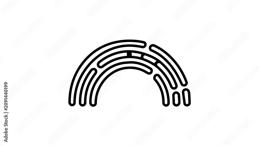 Obraz premium Clean flat vector line icon of a rainbow curve, useful for climate content, pride messaging, seasonal promotions, and friendly interface decoration.