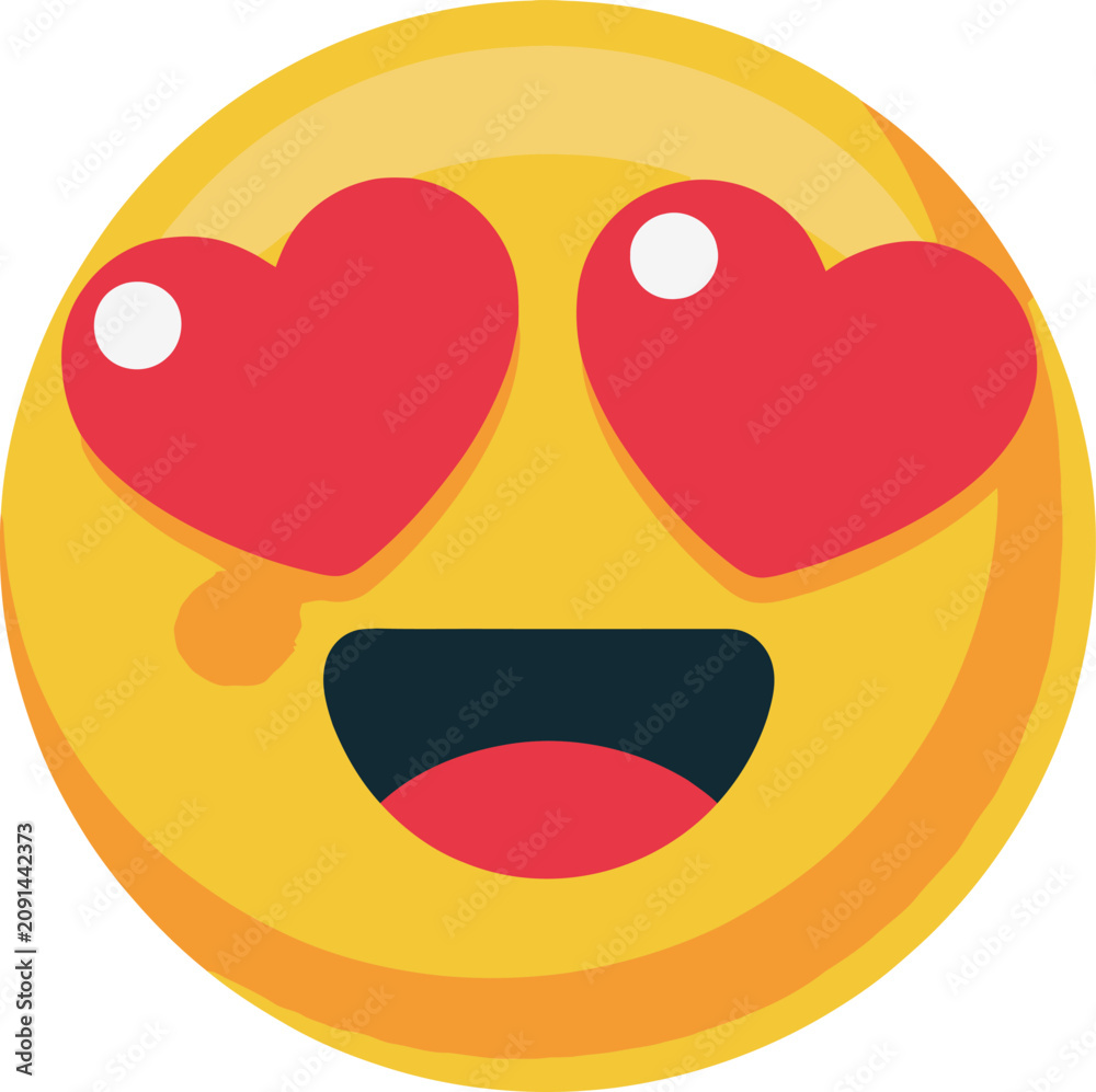 Naklejka premium Heart Eyes Sad Smiley Emoji with Frowning Yellow Face Cartoon Icon