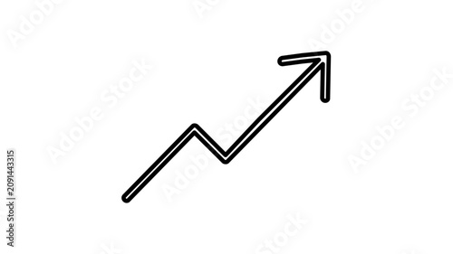Clean flat vector line icon of a growth arrow with minimal strokes, suited for startup progress, investment gains, and strategy decks.
