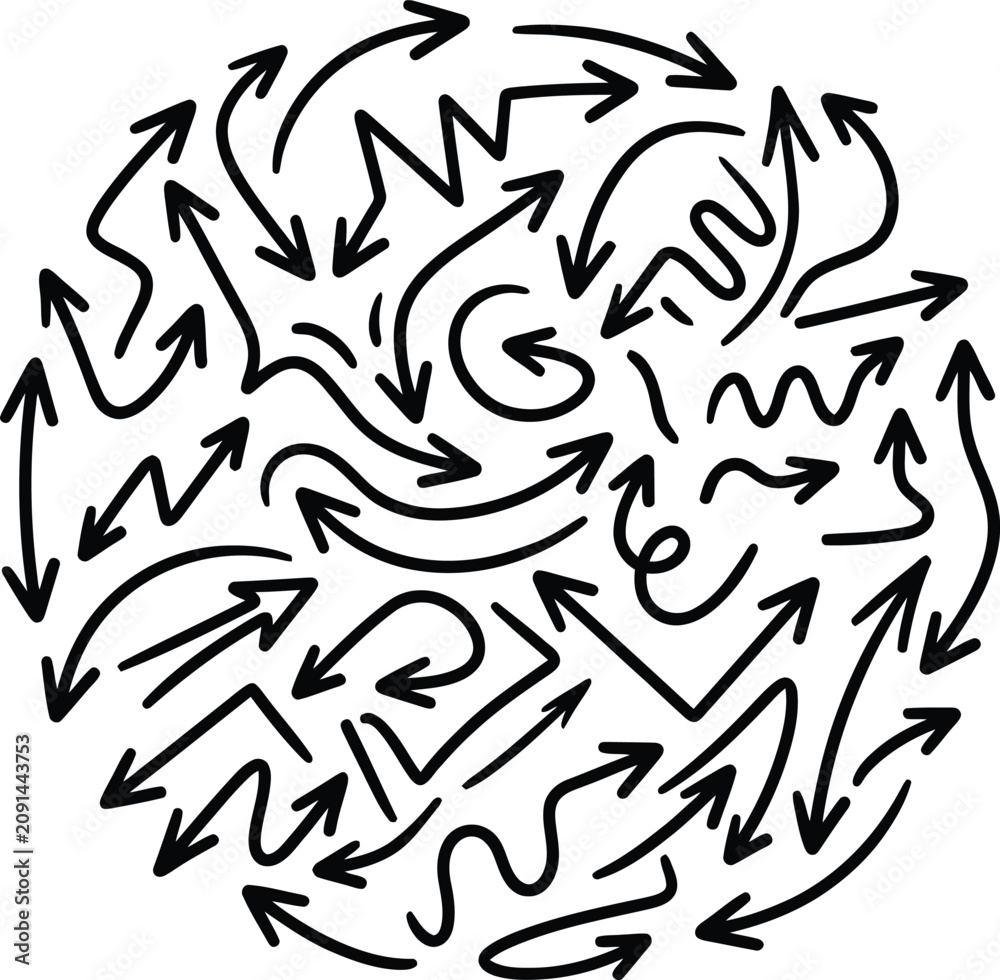 Fototapeta premium Circular Chaotic Arrows Vector Vortex Swirl Direction Flow