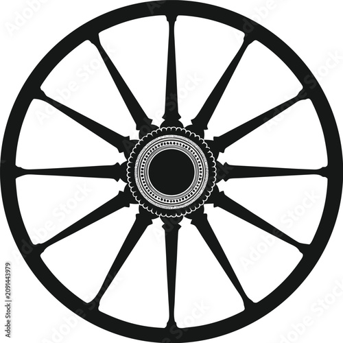 Premium Minimal Jagannath Rath Wheel Black Silhouette Vector Traditional Sacred Wooden Chakra Isolated Transparent Modern Odisha Festival Design Illustration