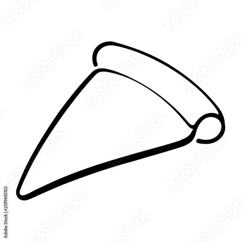 Simple clean flat vector line icon of a cheesy pizza slice, perfect for delivery services, cafe signage, party invites, and menu categories.