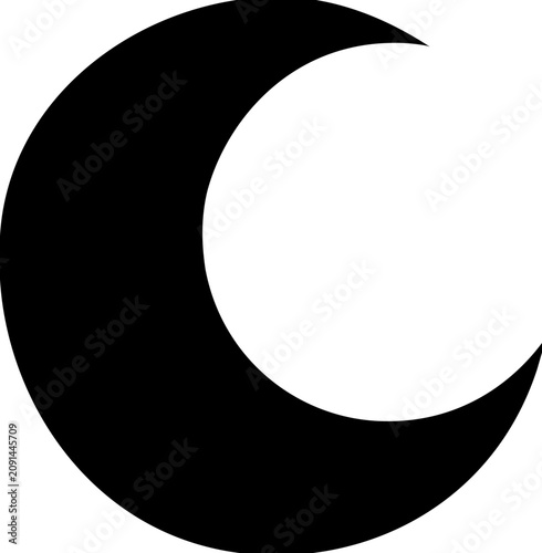 A clean flat vector line icon featuring a pared down moon mark works for astronomy lessons, observatory guides, planetarium signage, and night forecasts.