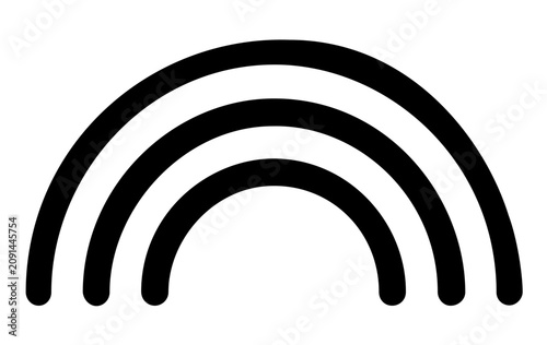 Minimalist flat vector line icon of a rising sun on a horizon, suited for outdoor themes, daily planners, and weather interfaces.