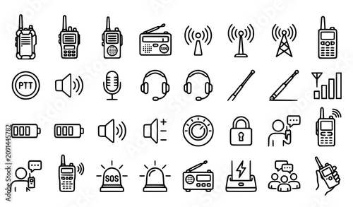 Tableau sur toile Portable Radio Communication Outline Icon Collection