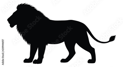 Cuadro en lienzo Lion Silhouette On White Background A Bold Animal Form