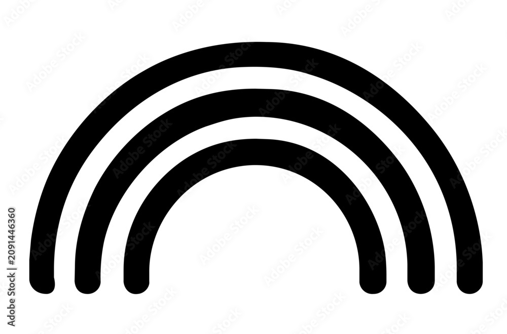 Obraz premium A clean flat vector line icon featuring a rainbow over a minimal arch, useful for nature posts, pride events, classroom posters, and UI sets.