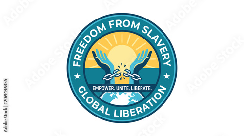 Принти на полотні Global liberation emblem for freedom from slavery advocacy.