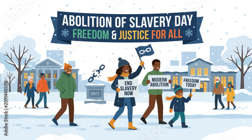 Fotografía People protesting for freedom on Abolition of Slavery Day.