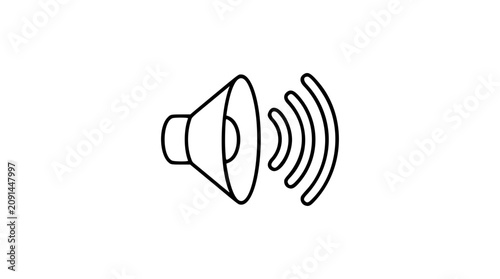 Foto Hand-drawn speaker with radiating sound waves vector icon, minimalist black outl