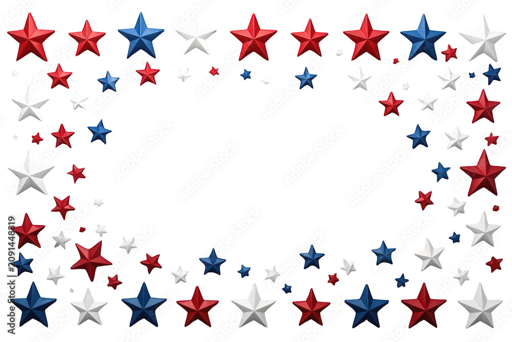 Obraz premium American stars forming a festive red, white, and blue patriotic frame, perfect for national holidays with transparent background