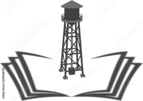This emblem represents the source of knowledge, resource management, environmental studies, public utility education, or academic research in civil engineering.