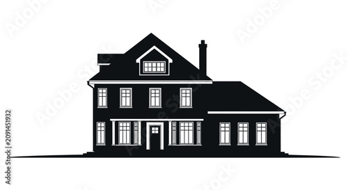 Foto Detailed house silhouette against a white background featuring a gable roof and