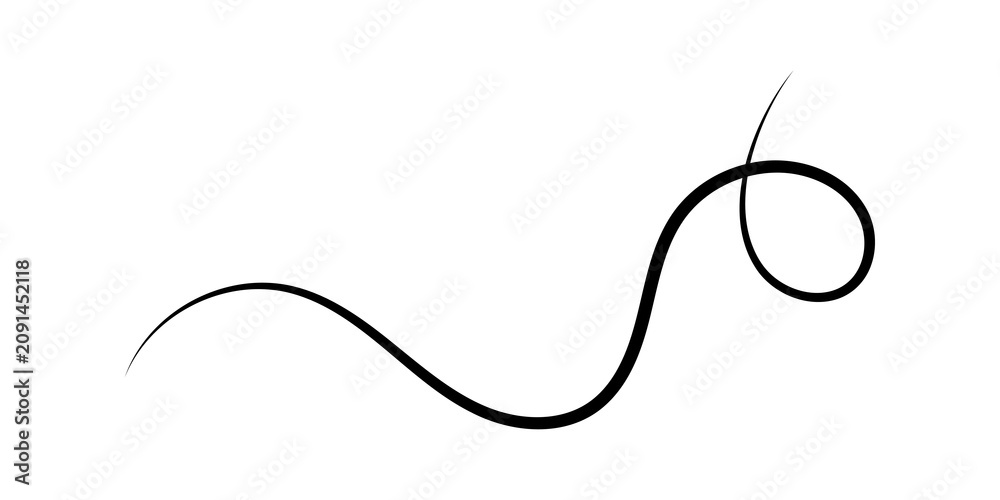 Obraz premium Single black ink brush stroke line with a loop swirl design