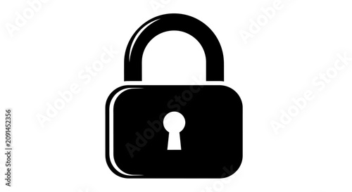 Foto Black padlock silhouette against a white background a simple security shape silh