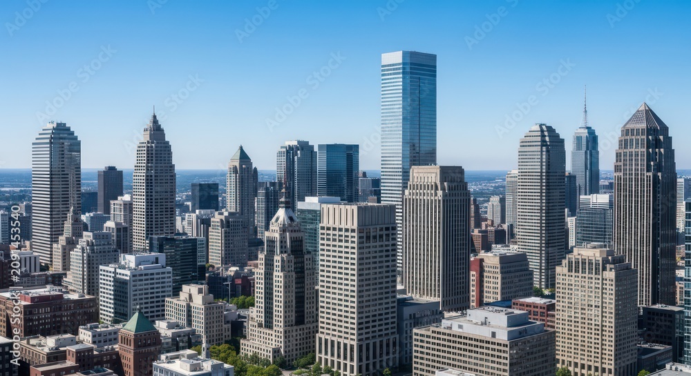 Fototapeta premium Philadelphia cityscape with skyscrapers downtown.