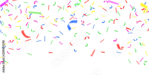 Colorful confetti falling against transparent background, png
