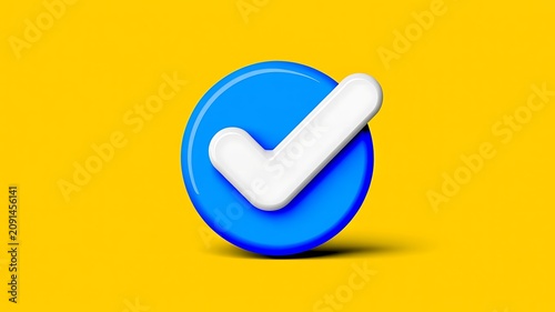 Checkmark icon, blue circle, white tick, confirmation symbol, approval sign