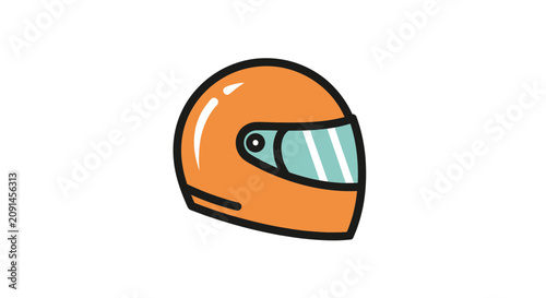 Fotografía Vibrant orange racing helmet with blue visor