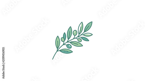 Foto Green leafy branch with small leaves.