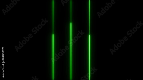 Neon green vertical light bars pulsing abstract background, glowing laser lines motion for technology and digital interface