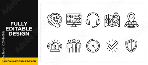 Foto flat vector illustration line art icon bundle set design covering marine water s