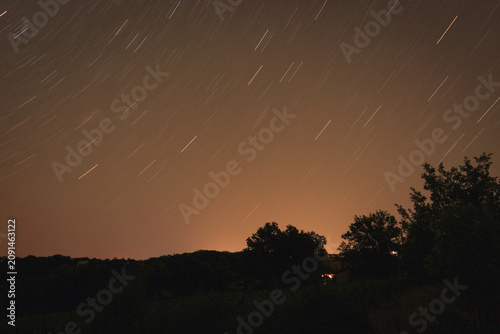 Canvas Print A star trail photo taken in summer in France