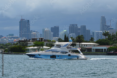Crossover Cabin Cruiser and the Downtown Miami Skyline