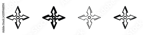 Bild auf Leinwand A set of four distinct hand-drawn shuriken designs, showcasing variations in lin