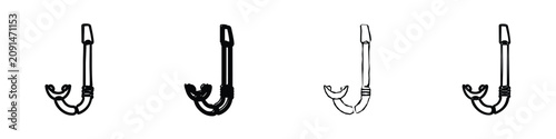 Schilderij op canvas This set features four distinct snorkel illustrations, showcasing both outline a