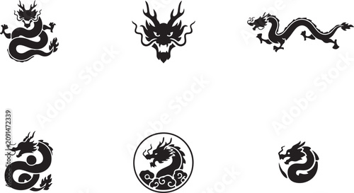 Foto dragon Chinese icons or logo isolated sign symbol vector illustration